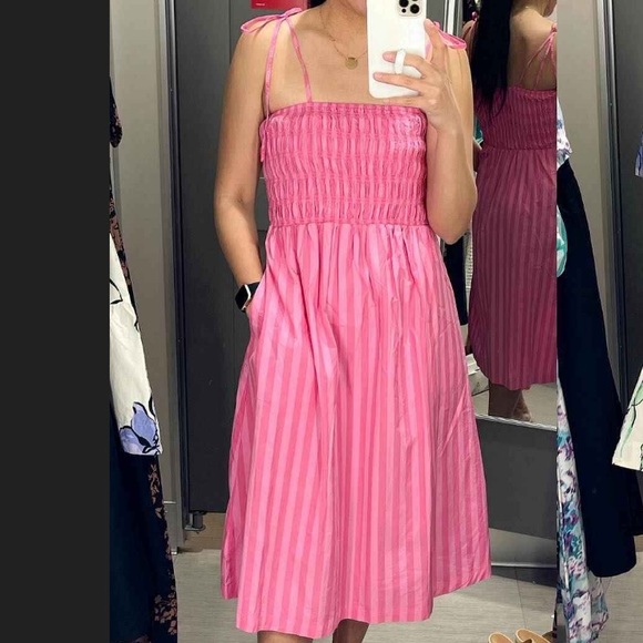 Women's Midi Smoked Sundress - A New Day Pink Striped XL - Picture 4 of 5